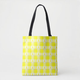 Bolso De Tela Bladder Cancer Awareness Plaid Tote Bag, Yellow