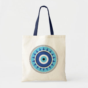 Bolso De Tela Blanco azul de ojos malvados griegos