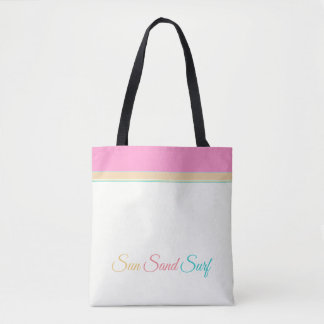 Bolso De Tela Blanco con Naranja rosa y Aqua > Totes de verano