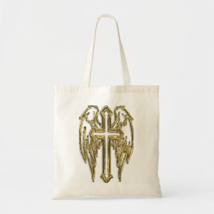 Bolso De Tela blanco crudo de oro católico