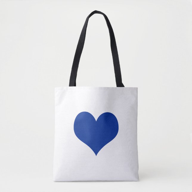 Bolso De Tela Blanco del corazón azul (Anverso)