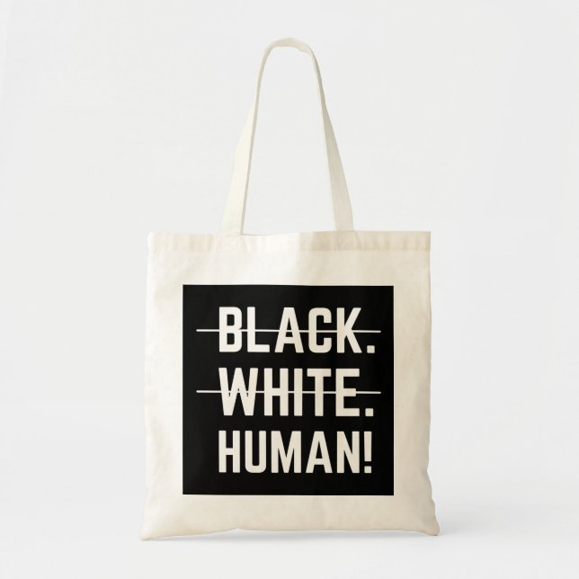 Bolso De Tela Blanco negro (Frente)