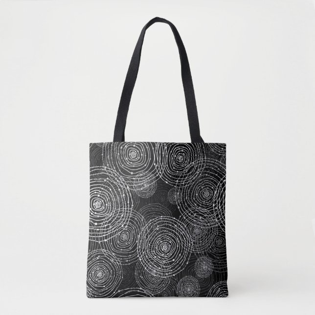 Bolso De Tela Blanco Negro: Formas redondeadas impecables. (Anverso)