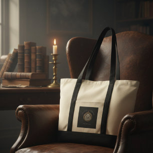 Bolso De Tela Blanco Negro Personalizado Sociedad Real Antiquari