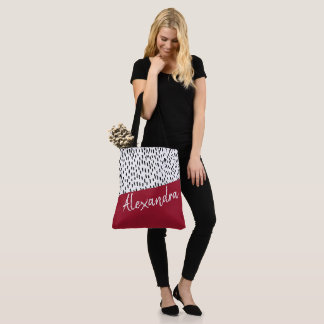 Bolso De Tela Blanco negro rojo moderno personalizado