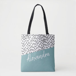 Bolso De Tela Blanco negro Verde azulado verde moderno personali