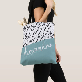 Bolso De Tela Blanco negro Verde azulado verde moderno personali