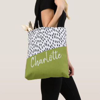 Bolso De Tela Blanco negro verde moderno personalizado