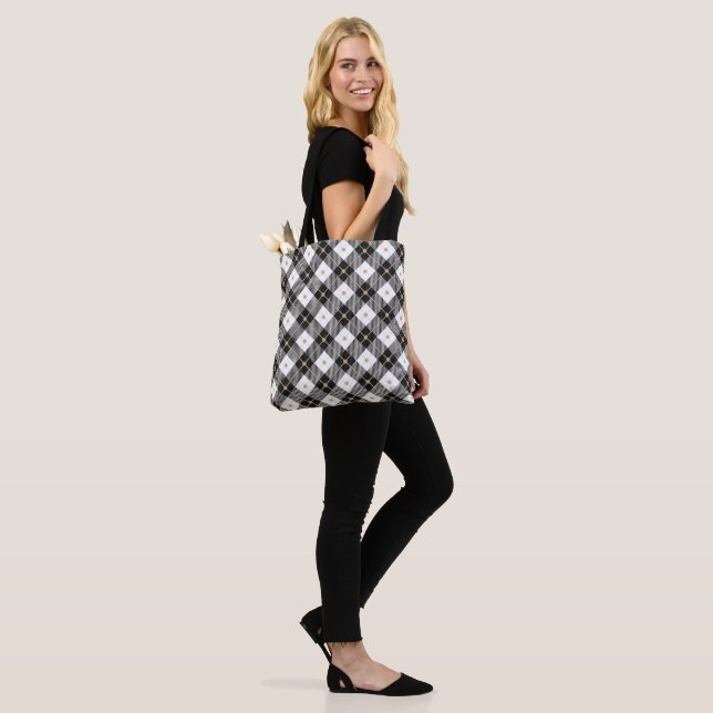 Bolso De Tela Blanco negro y oro revestido (Puesto)