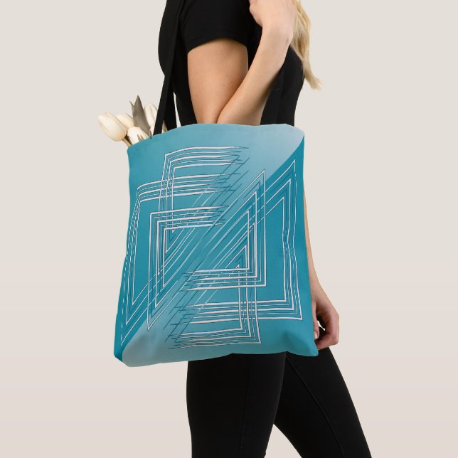 Bolso De Tela Blanco opaco turquesa (Detalle)