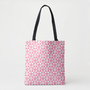 Bolso De Tela Blanco rosa de la flor de punto