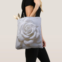 Bolso De Tela Blanco Sobre Blanco - Rosa Esculpida