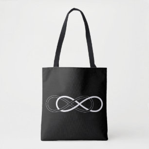 Bolso De Tela Blanco y negro con doble infinito
