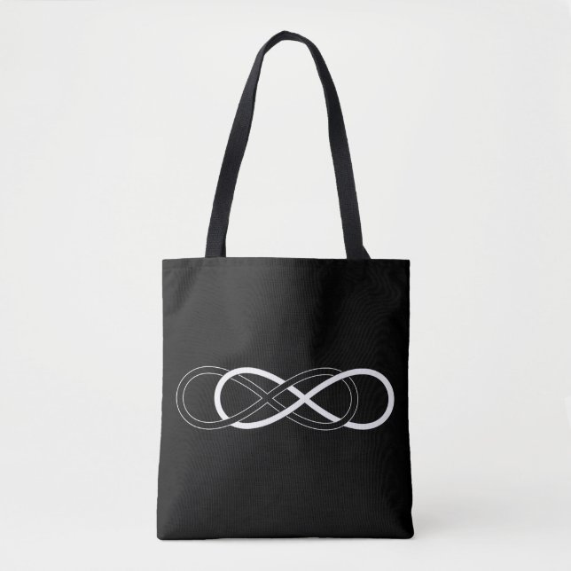 Bolso De Tela Blanco y negro con doble infinito (Anverso)