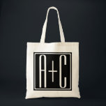 Bolso De Tela Blanco y negro | Iniciales de parejas<br><div class="desc">Perfecto para un monograma doble o incluso un logotipo. ¡Gracias por tu compra!</div>
