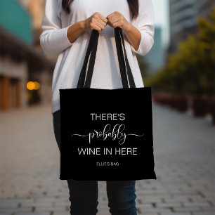 Bolso De Tela Blanco y Negro Probablemente Haya Vino Aquí Dentro