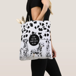 Bolso De Tela Blancos y negros lugares felices de los dálmatas