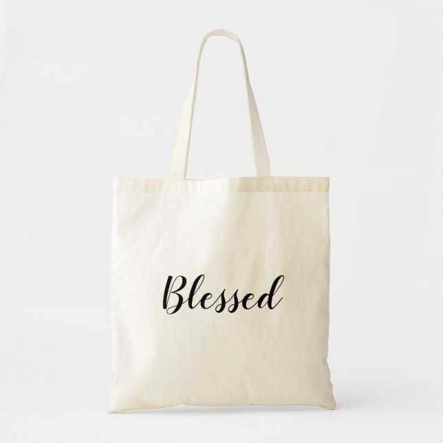 Bolso De Tela Blessed texto del guión de personalizado blanco ne (Frente)
