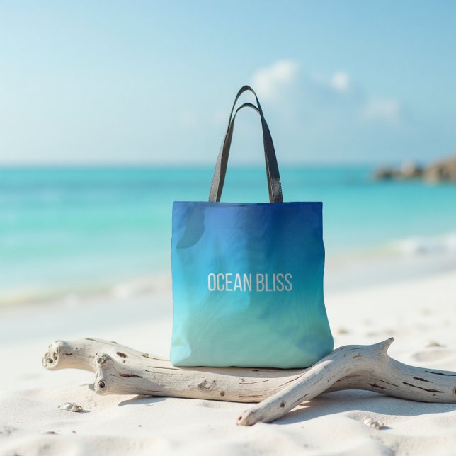 Bolso De Tela Bliss oceánico - Gradiente azul moderno (Ocean Bliss Gradient Tote. Blue and seafoam calm for your everyday style.)