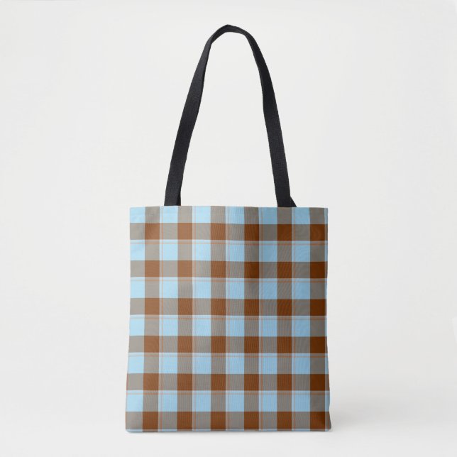 Bolso De Tela Blizzard Blue and Livid Brown Plaid (Anverso)