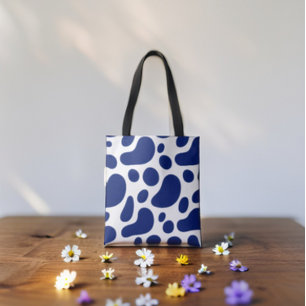 Bolso De Tela Blobs de resumen azul sobre el patrón blanco