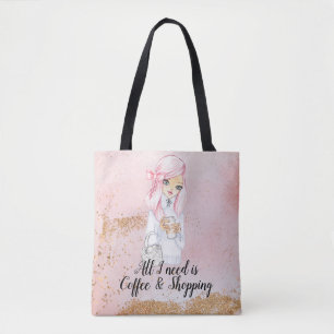 Bolso De Tela Blogger adicto al café chica planner tote bag