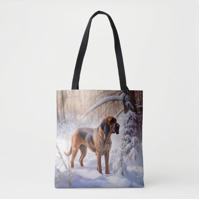 Bolso De Tela Bloodhound deja que nieve Navidades (Anverso)