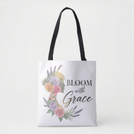 Bolso De Tela Bloom con Grace Elegent Floral Woman Silhouette