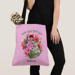 Bolso De Tela BLOOM cristiano DONDE ESTÁS PLANTADO Floral rosa