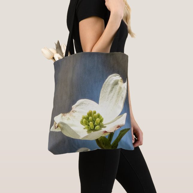 Bolso De Tela Bloom de dogwood blanco (Detalle)