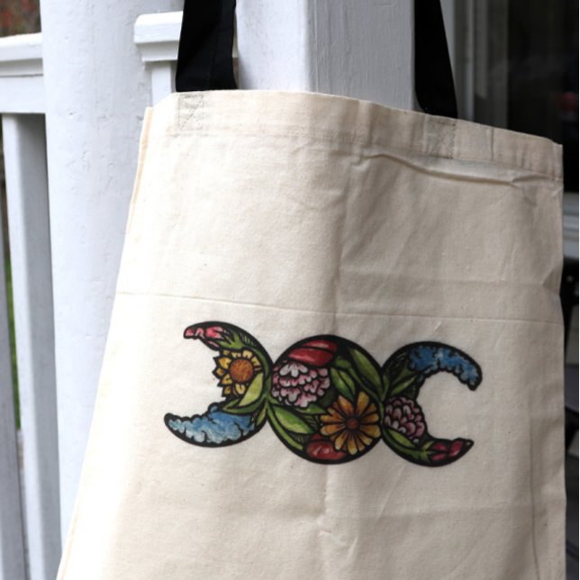 Bolso De Tela Bloom de símbolo de la luna triple (Subido por el creador)