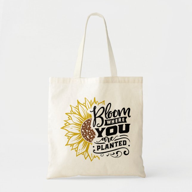 Bolso De Tela Bloom donde te plantan (Frente)