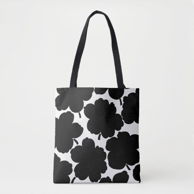 Bolso De Tela Bloom monocromo negro y blanco (Anverso)