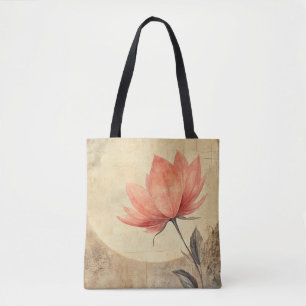 Bolso De Tela Bloom rosa y serenidad bajo la luz de la luna