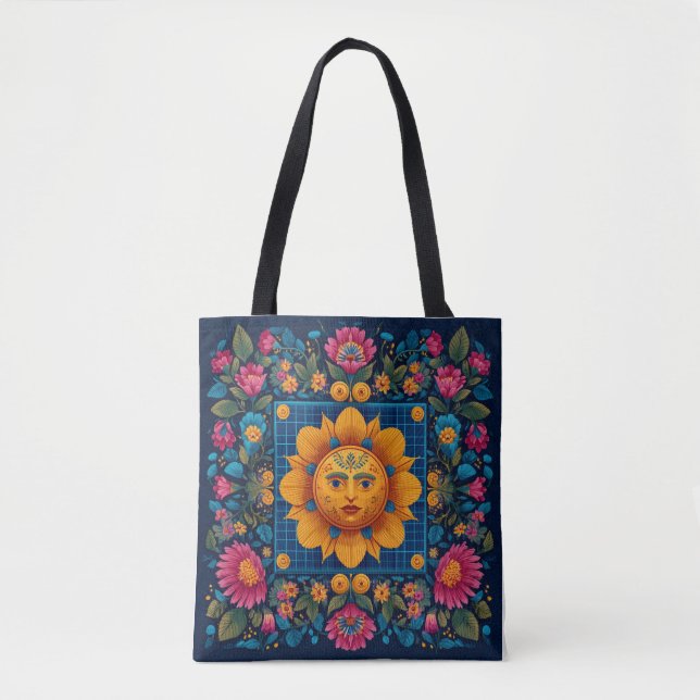 Bolso De Tela Bloom Solar - Tote de arte popular Solarpunk (Anverso)