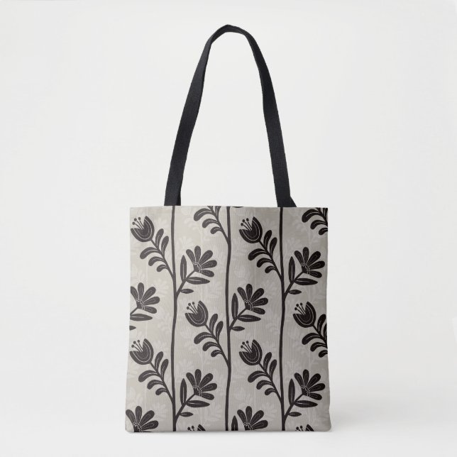 Bolso De Tela Blooming Floral Silhouette L black flowers (Anverso)