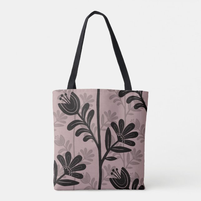 Bolso De Tela Blooming Floral Silhouette XL black flowers (Reverso)