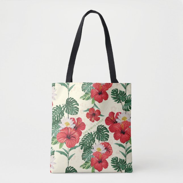 Bolso De Tela Blooms tropicales del Loto Blanco (Anverso)