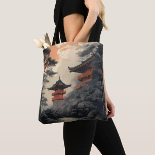 Bolso De Tela Bloque asiático de madera