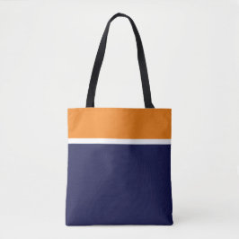 Bolso De Tela Bloque de color azul de la Marina Blanca Naranja a