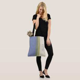Bolso De Tela Bloque de color de nombre personalizado de crema v