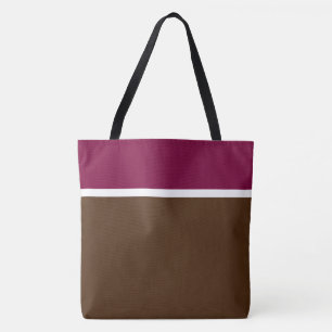 Bolso De Tela Bloque de color marrón cacao superior frambuesa pr