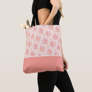 Bolso De Tela Bloque de color melocotón rosa de acuarela floral