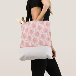 Bolso De Tela Bloque de color melocotón rosa de acuarela floral