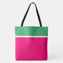 Bolso De Tela Bloque de color rosa brillante verde mar chic dive