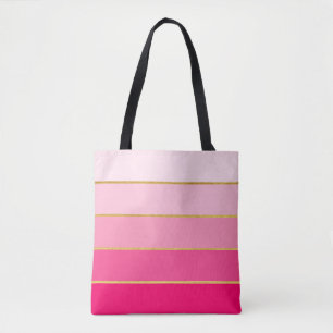 Bolso De Tela Bloque de color rosa y dorado con franja ombre