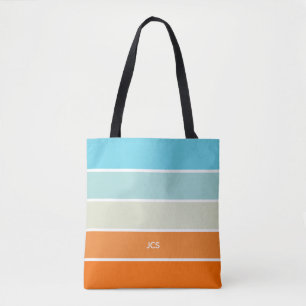 Bolso De Tela Bloque de color verde Naranja turquesa monogramado