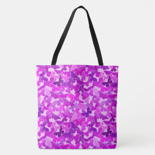 Bolso De Tela Bloque de mariposas, acetismo, violeta y orquídea