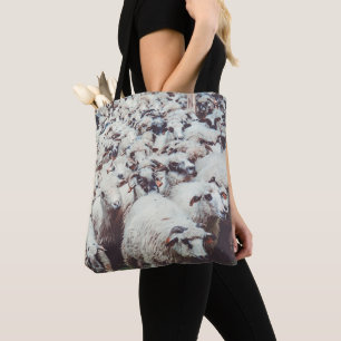 Bolso De Tela Bloque de ovejas blancas y negras