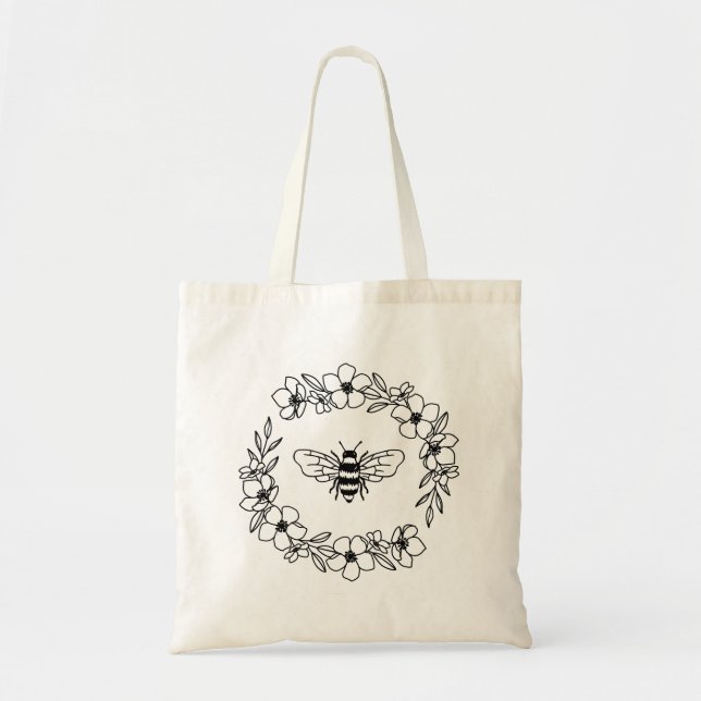 Bolso De Tela Blossom Bee Wreath (Frente)
